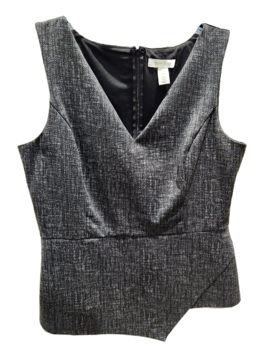 White House Black Market Gray Textured Sleeveless Peplum Top – Size 14